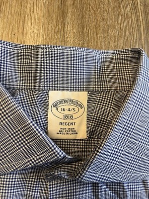 Brooks Brothers Dress Shirt Mens 16-4/5 blue Regent Fit Button Down plaid