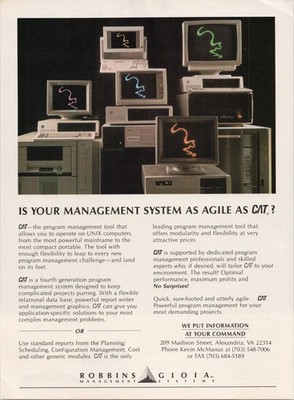 Robbins Gioia 1988 CAT Program Management Original Print Ad UNIX Systems