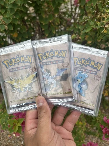 1999 Pokemon Fossil 1st Edition Sealed Booster Pack Art Set Sealed - 3 Packs