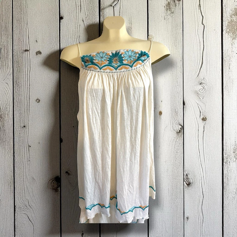 $128 FREE PEOPLE HEAT WAVE Boho TÚNICA ADORNADA TOP GRANDE Foto 4 de 4