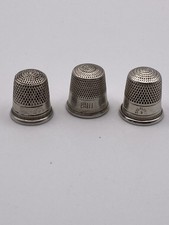 Three (3) Antique Sterling Silver Thimbles
