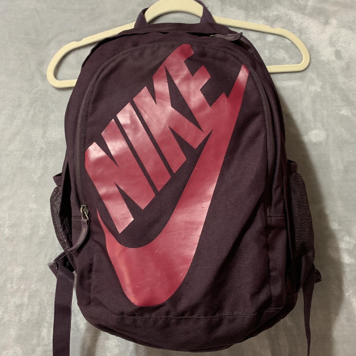 Nike Backpack Burgundy Purple Hayward Large Logo Swoosh Mesh