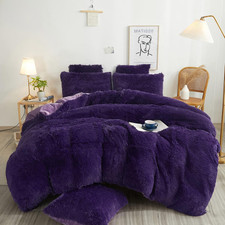 Luxury Plush Shaggy Duvet Cover Set, King, Purple, 3 Pieces, Ultra Soft