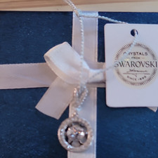 Swarovski Silver Crystal Round Pendant White Colorless Stone