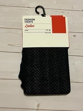 NEW size XL Kmart ladies Fashion Tights patterned black