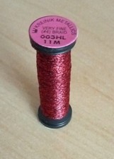 Kreinik Very Fine Braid (#4) - 11 Metres  - Hi Lustre - Red 003HL.