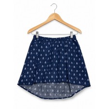 Abercrombie Kids Girls Navy Blue Floral High Low Skirt Elastic Waist S Small