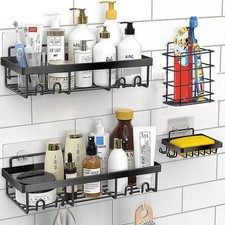 4 Pack/Set Shower Caddy Adhesive Shower Organizer for Bathroom Kitchen Black