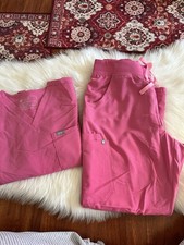 Figs Women's XL Petite Scrubs Set F Ing PINK