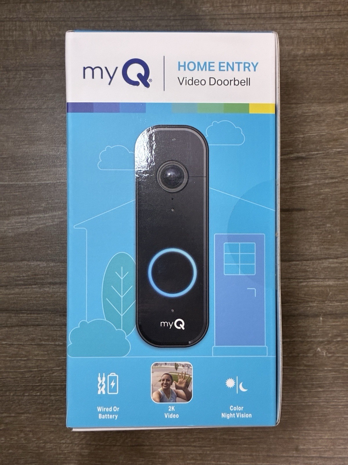 myQ Video Doorbell 2K Camera, Batt or Wired, Color Night Vis