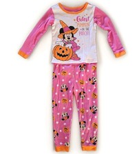 Disney Minnie Mouse Halloween 2 PC Long Sleeve Cotton Pajama Set Girl Size 3 T