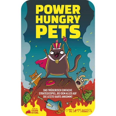 EXPLODING KITTENS Power Hungry Pets Tin Edition DE Brettspiel Kartenspiel Partyspiel