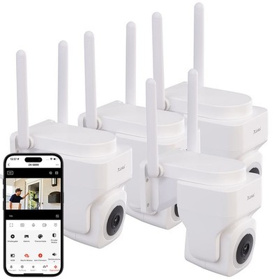 7links 4er-Set Pan-Tilt-Outdoorkameras mit 2K-Auflösung, 4 MP, Dualband-WLAN