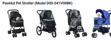 PawHut Black Pet Stroller Dog Cat Buggy Foldable Pet Pushchair