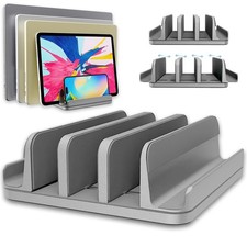 Vertical Laptop Stand Holder 5 Slots, Aluminum Space-Saving Laptop Holder, Ad...