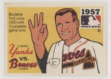 1980 Fleer Laughlin World Series Team Logo Sticker Backs Lew Burdette #1957 0x1