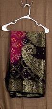 Women's Silk Bandhani Dupatta Color Pink/brown