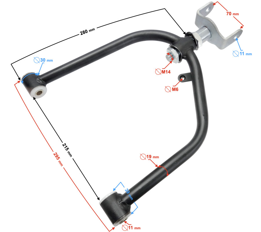 Bras de contrôle supérieur arrière gauche renforcé pour ATV Road Hunter 200 anti-vibration
