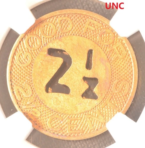 1926) CHINA 2.5C SHANGHAI LEC-A3 OMNIBUS BRASS TOKEN NGC UNC Details