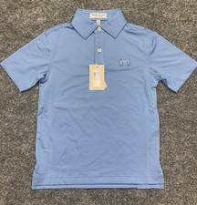 Peter Millar Youth XS Blue Striped Summer Comfort Golf Polo Shirt YF22EK16S NWT