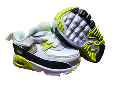 Nike Air Max 90 Easy On Size 4c Toddler Sneakers Retro White Khaki Cyber Green