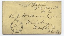 c1850s sunbury PA stampless cover W.L. Dewart congress free frank [st.372]