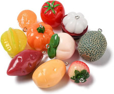 10PCS Simulated Fruit Charms 3D Resin Cute Fruit Pendant Embellishments Strawber