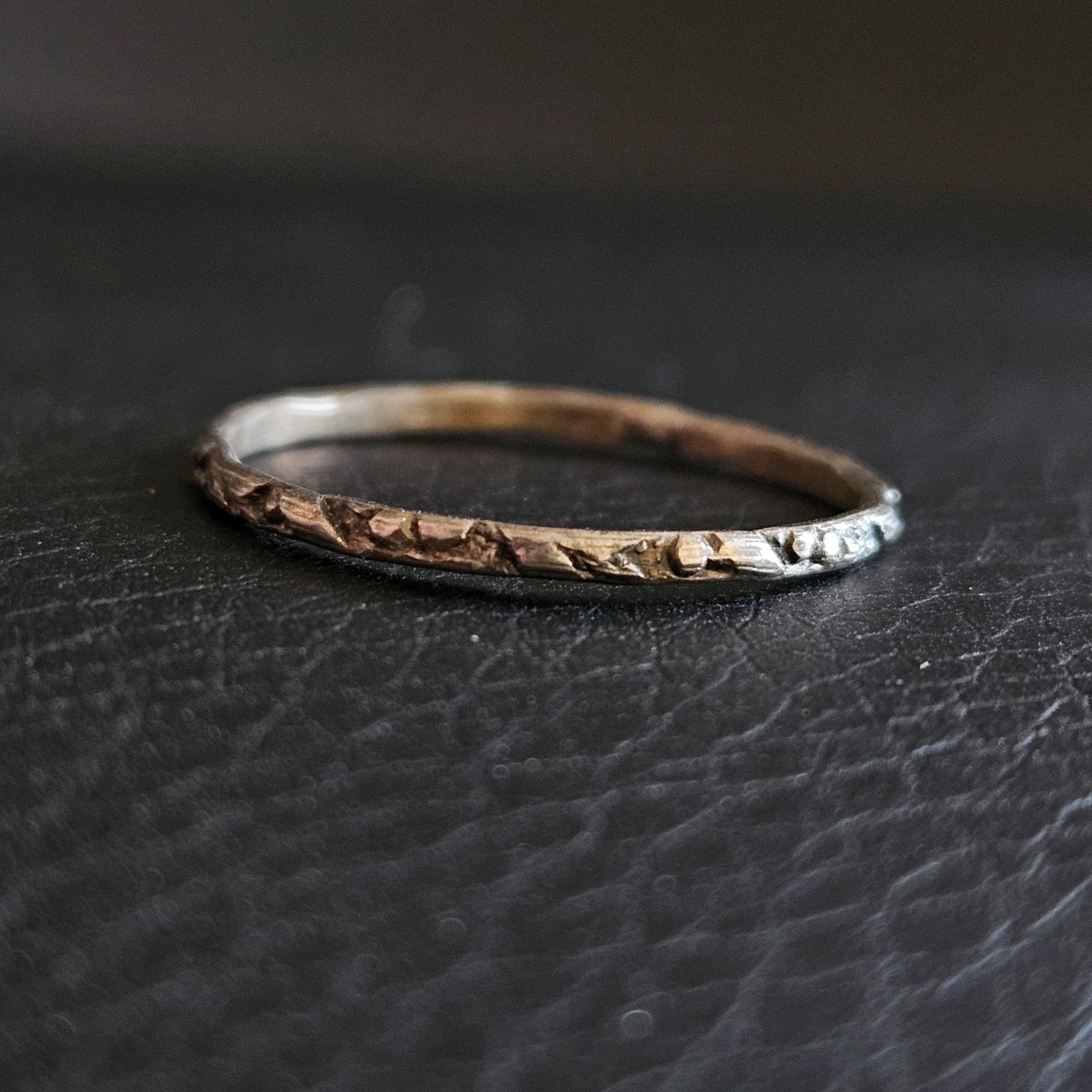 Solid Silver Fine Random Engraved Fine Ring Fine … - image 2