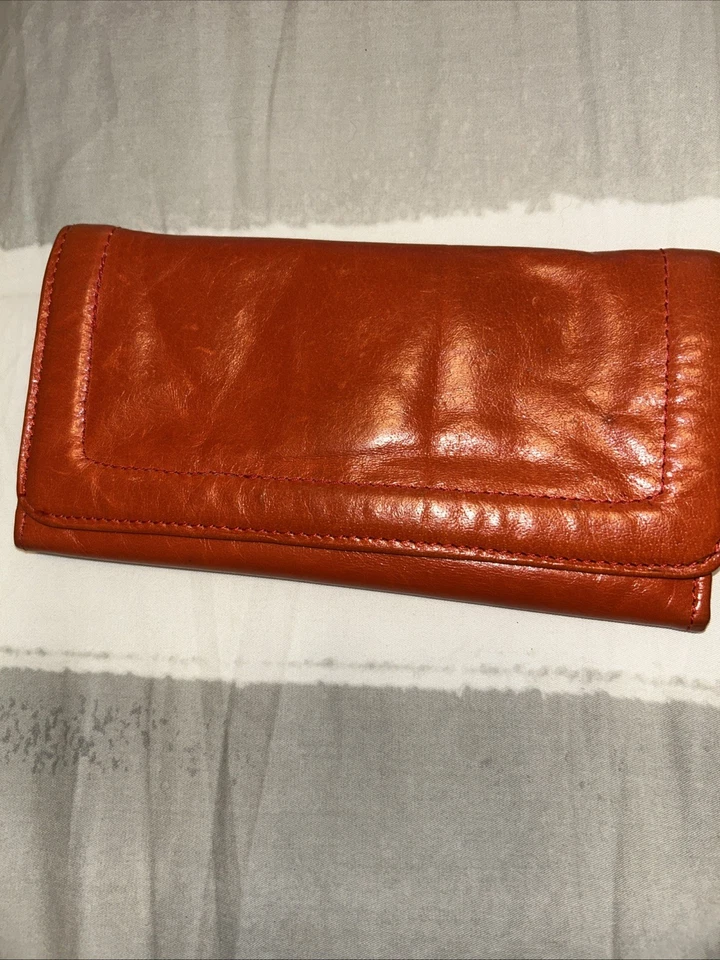 Latico Grande Cartera Organizador Cuero Suave Cierre Magnético Naranja Floral Interior Foto 2 de 4