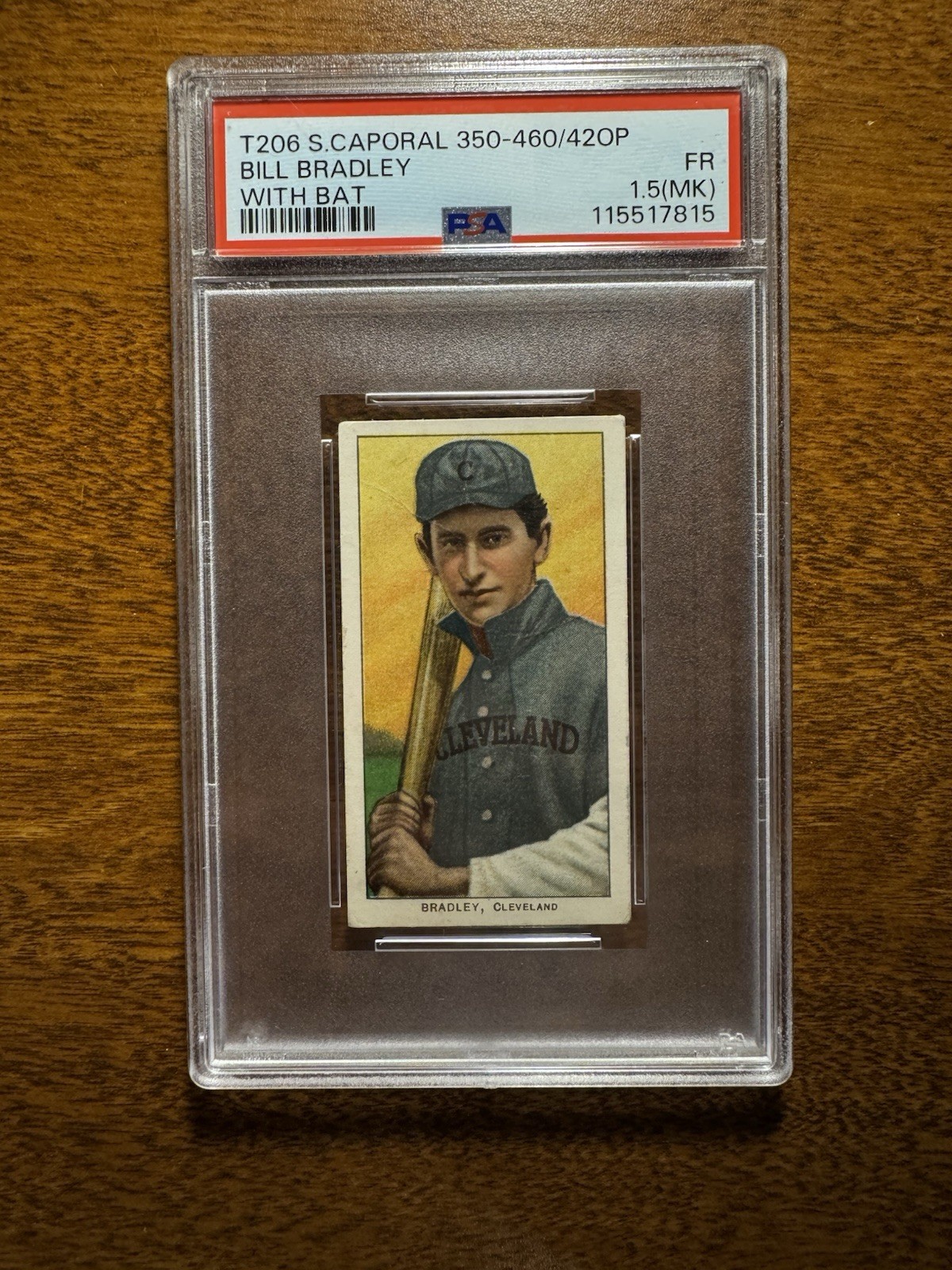 1909-11 T206 - Bill Bradley 350 Back With Bat (RC)