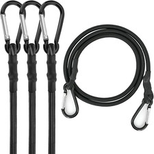 Bungee Cords with Carabiner Hooks 60 Inch - Black Bungee Cords Heavy Duty Outdoo