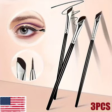 3PCS Portable Eyeliner and Brow Brush Set for Eye Makeup, Eyebrow Detailing USA