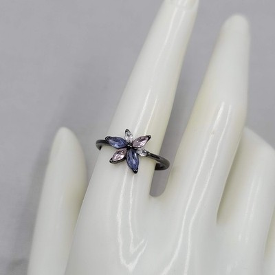 Black Fragrant Jewels Ring Purple Pink Flower Cocktail Size 9 | eBay