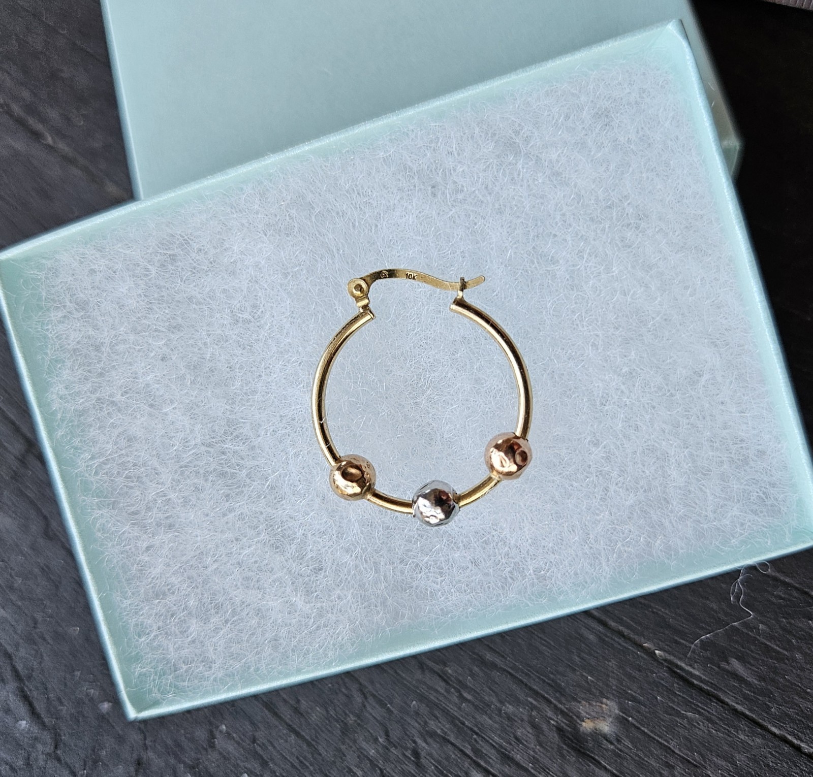 10K Solid Gold Single Earring.92Grams Yellow Whit… - image 5