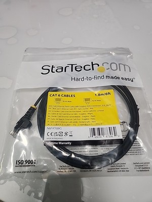 Startech N6Pat6Bks 6Ft Black Cat6 Ethernet Cable Slim Snagless Rj45 Utp