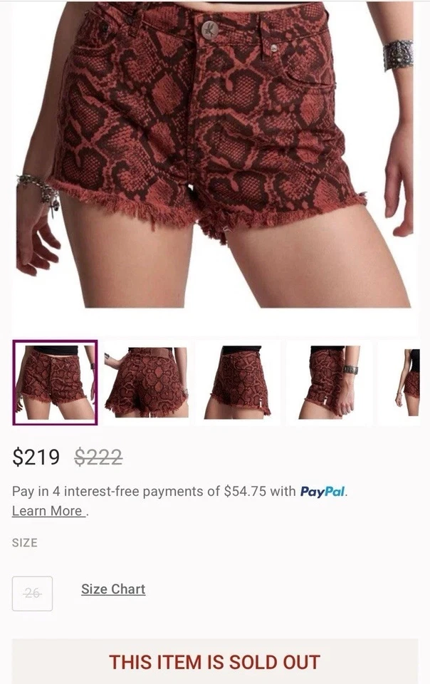 $222 Talla 26 ❤️ Pantalones cortos de camionero Bermudas de pitón Free People de una cucharadita para mujer Foto 2 de 4