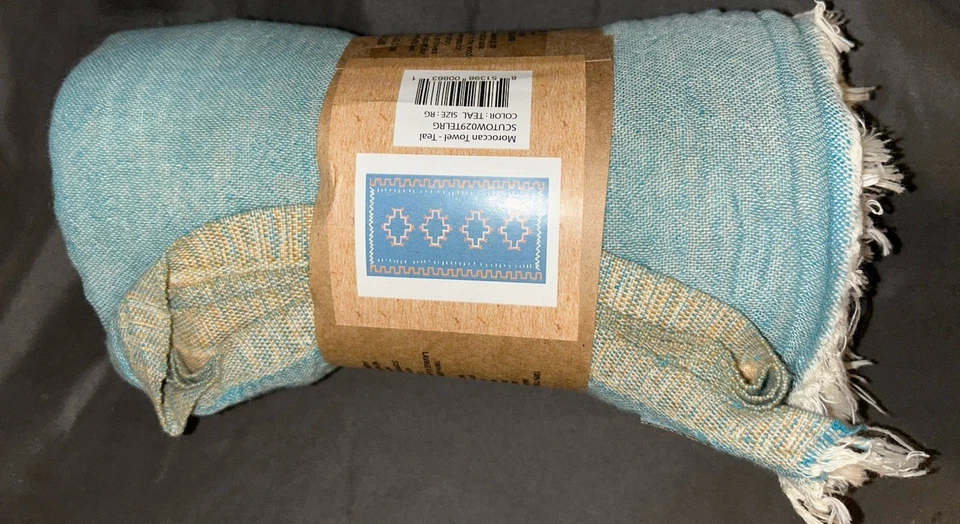 НОВОЕ пляжное полотенце из турецкого органического хлопка Sand Cloud MOROCCAN TEAL 37 дюймов x 67 дюймов - Изображение 4 из 4