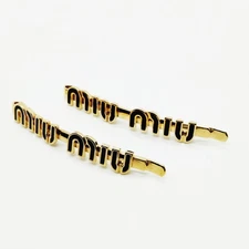 NO TARIFF Miu Miu Hairpins Gold Black 1654114