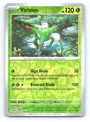 Virizion 010 Holo Rare White Flare Pokemon Reverse Holo NM/M