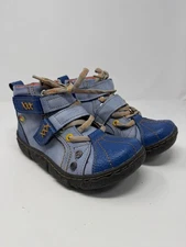 TMA Eyes Womens Leather Rugged Blue Lace Up Comfort Boots US 8.5, EU 39 NEW