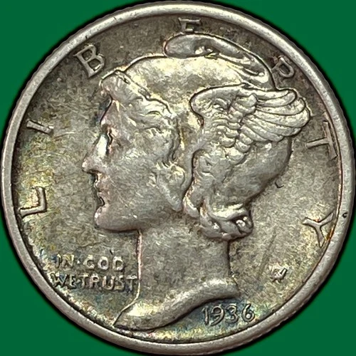 1936-S Mercury Dime Almost Uncirculated AU Coin #36904