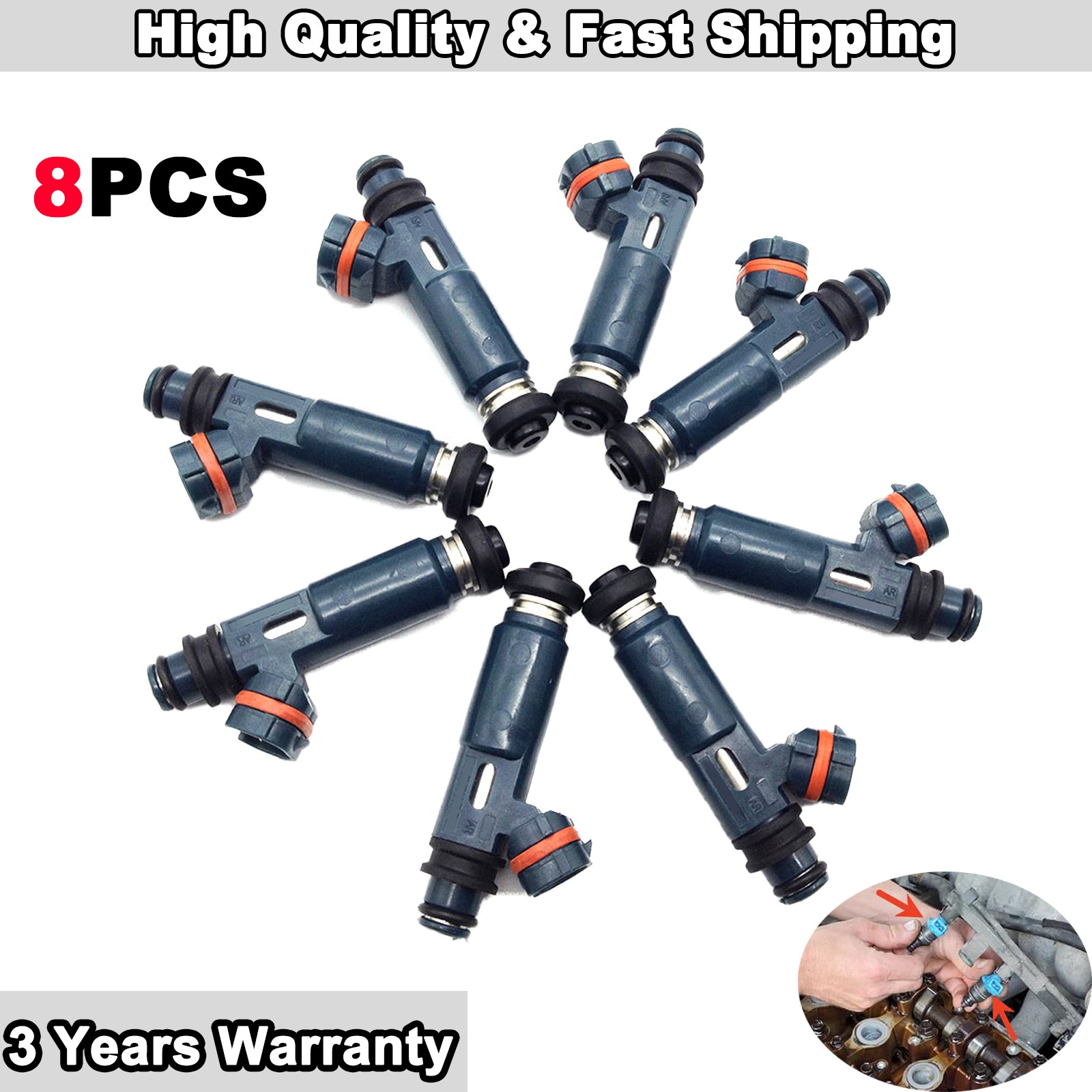 For Toyota Land Cruiser LX470 1998-2005 4.7L V8 23250-50040 8Pcs Fuel Injectors
