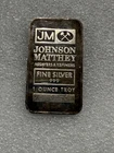 VINTAGE Johnson Matthey 1 Troy oz  .999 Fine Silver Bar Serial # 613723