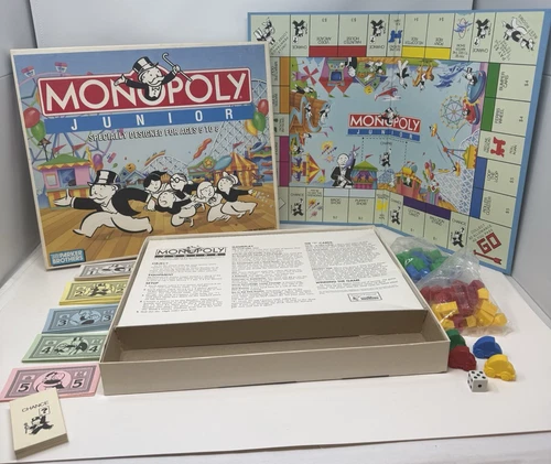 Monopoly Junior Board Game - Parker Brothers - 100% COMPLETE - Vintage 1990