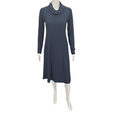 Susan Graver Womens Ribbed Sweater Knit Cowl Neck Dress X-Small Size Navy Blue
