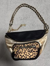 Steve Madden Leopard Bag Double-Chain  Pouch, No Shoulder Strap 