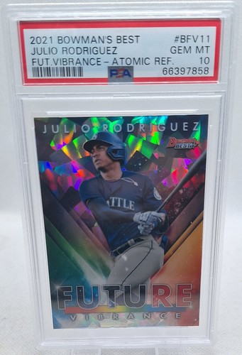 JULIO RODRIGUEZ 2021 BOWMANS BEST FUTURE VIBRANCE ATOMIC REFRACTOR PSA MINT 10
