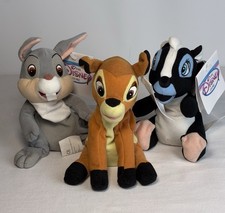 NWT Disney Store Mini Bean Bag Plush Bambi, Thumper  Flower Set of 3