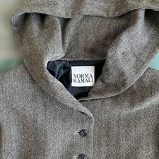 Norma Kamali Women's M Hooded Herringbone Coat - Rare Fabric
