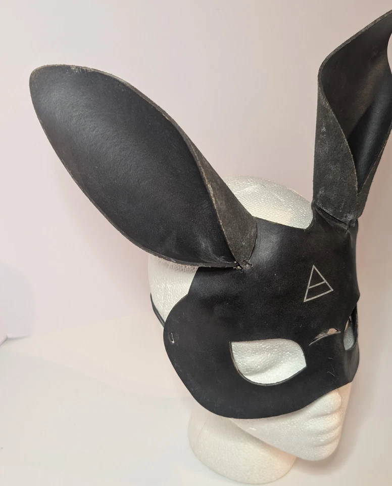 Máscara de cuero para ojos de conejo fetiche negro cosplay mascarada cara, conejo, usada y usada Foto 2 de 4